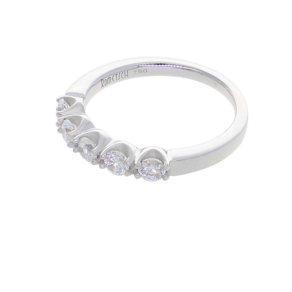 Anillo Oro Blanco y Circones Medio Cintillo AN-13709