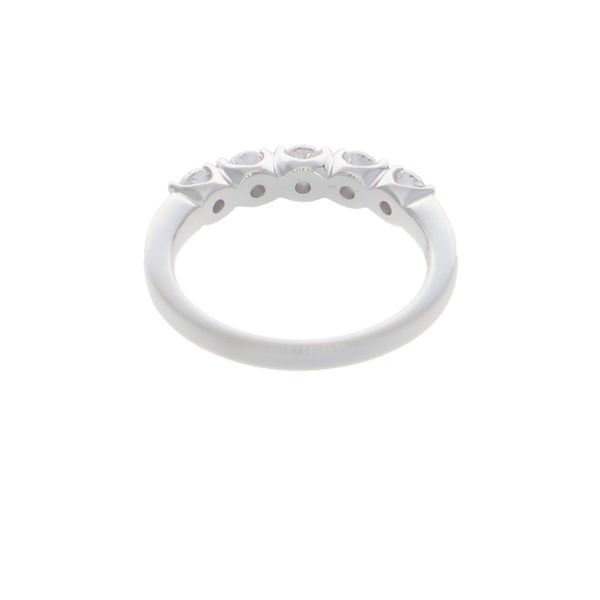 Anillo Oro Blanco y Circones Medio Cintillo AN-13709