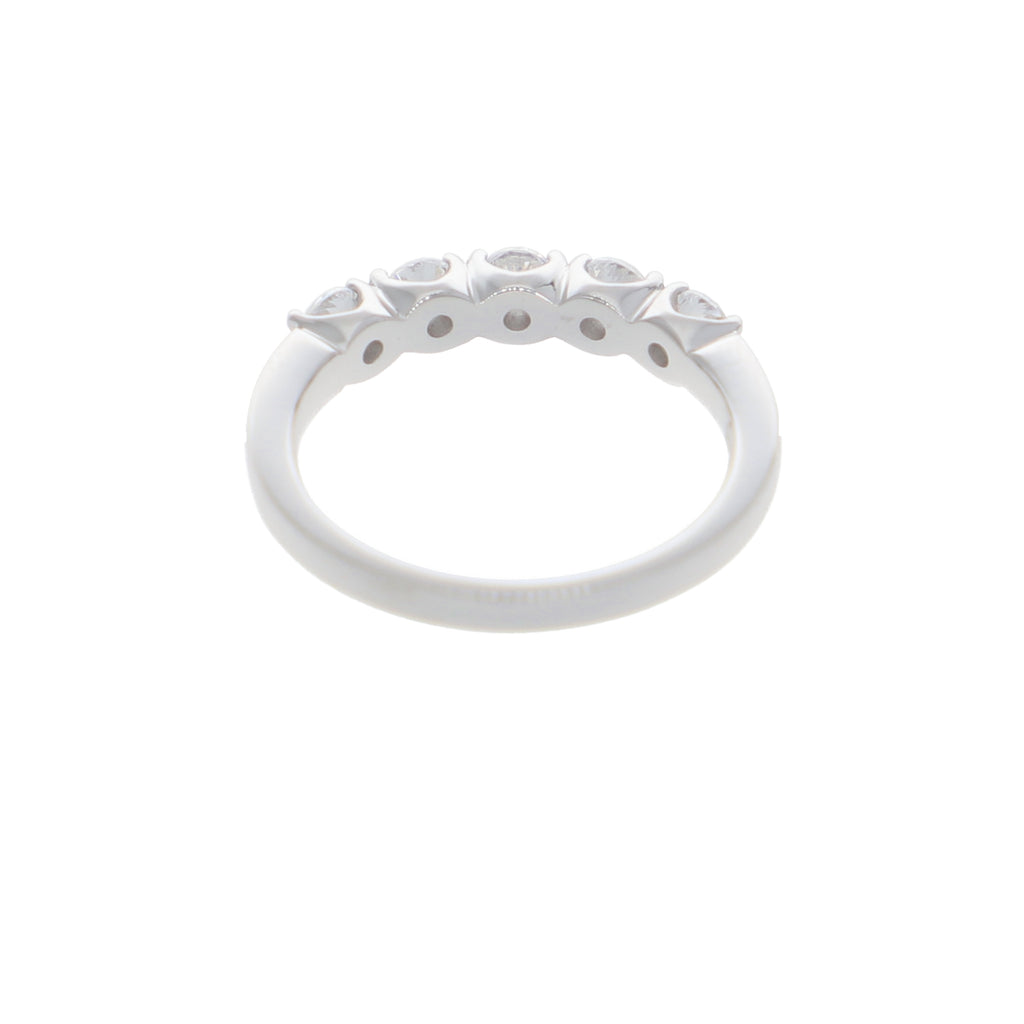 Anillo Oro Blanco y Circones Medio Cintillo AN-13709