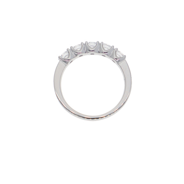 Anillo Oro Blanco y Circones Medio Cintillo AN-13709