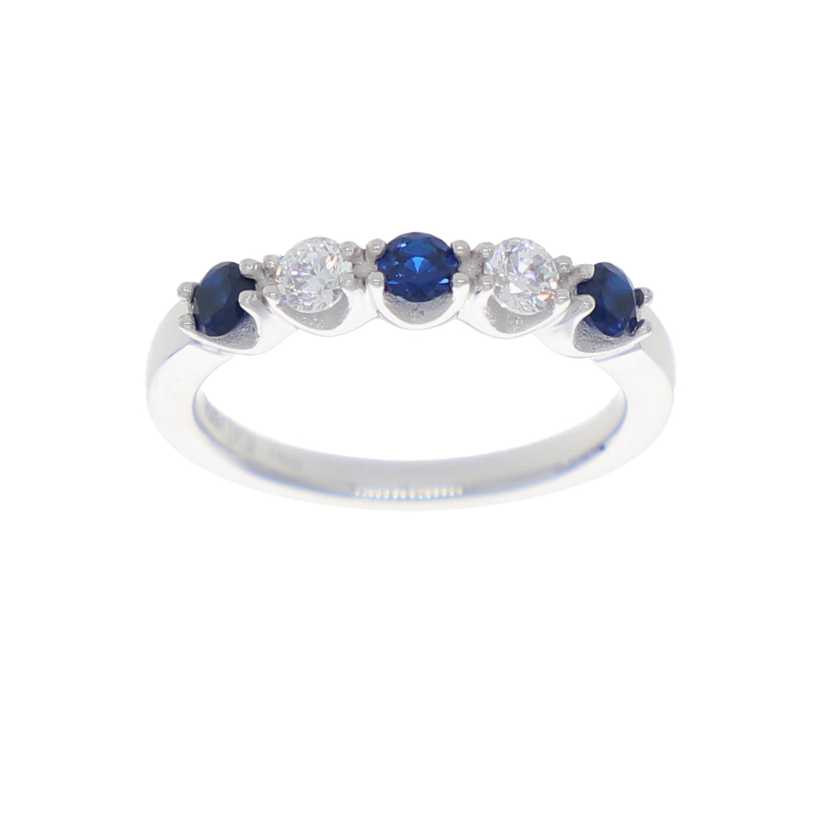 Anillo Oro Blanco y Circones Medio Cintillo AN-13710
