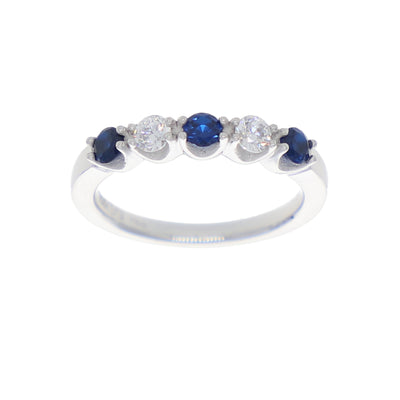 Anillo Oro Blanco y Circones Medio Cintillo AN-13710