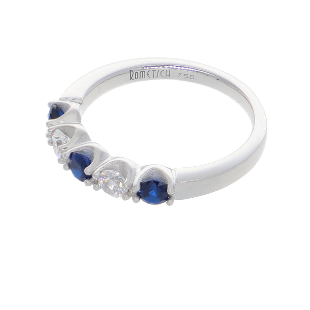 Anillo Oro Blanco y Circones Medio Cintillo AN-13710