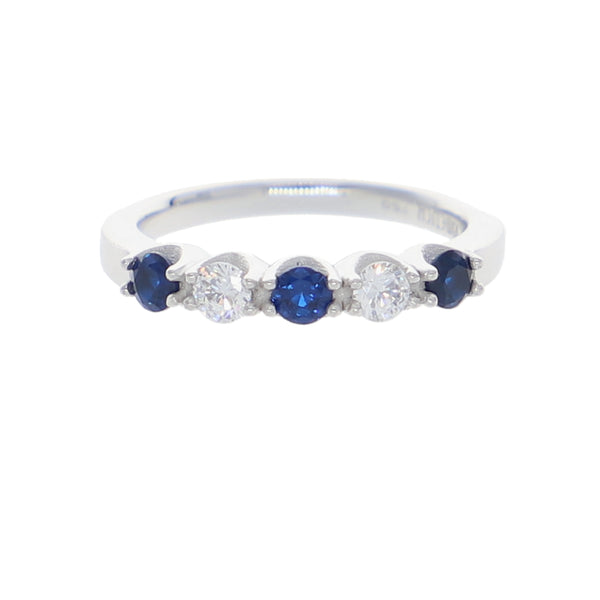 Anillo Oro Blanco y Circones Medio Cintillo AN-13710