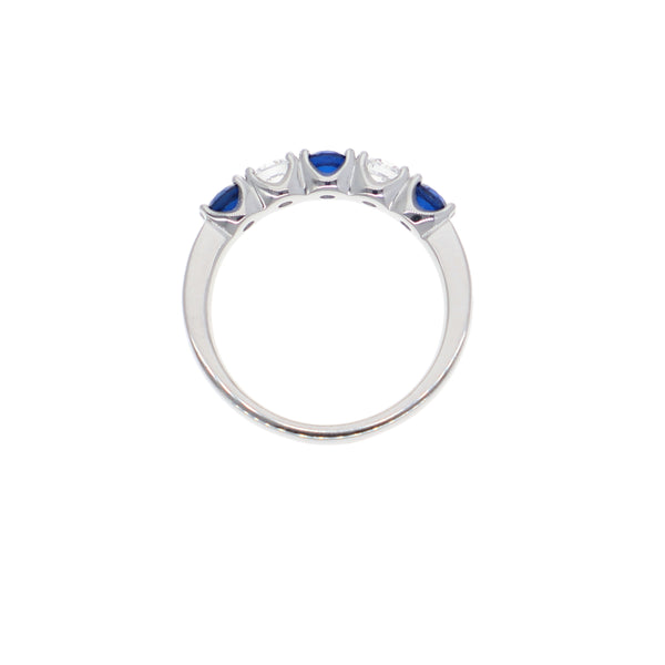 Anillo Oro Blanco y Circones Medio Cintillo AN-13710