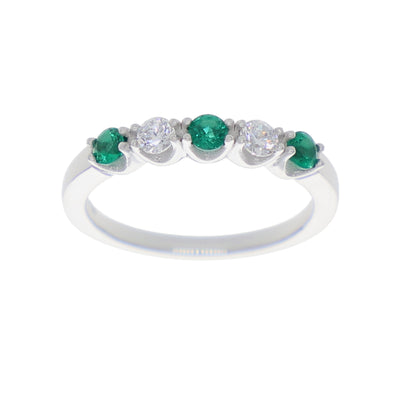 Anillo Oro Blanco y Circones Medio Cintillo AN-13711