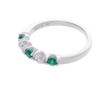 Anillo Oro Blanco y Circones Medio Cintillo AN-13711