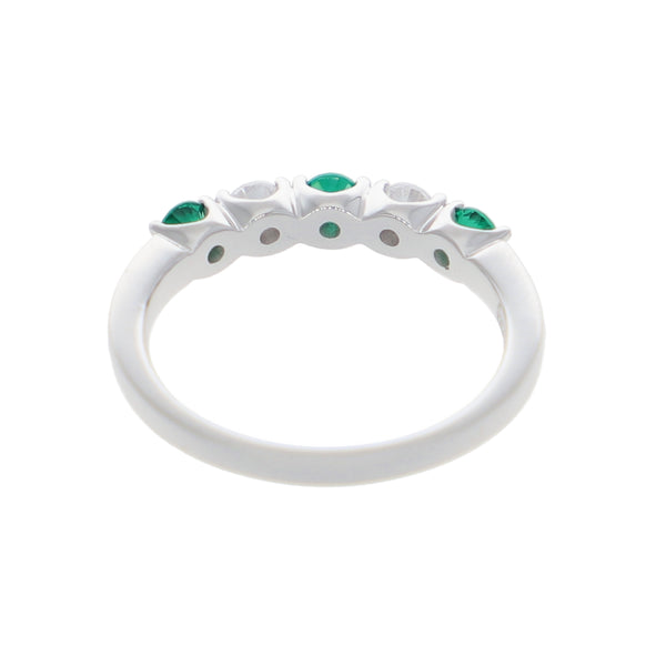 Anillo Oro Blanco y Circones Medio Cintillo AN-13711