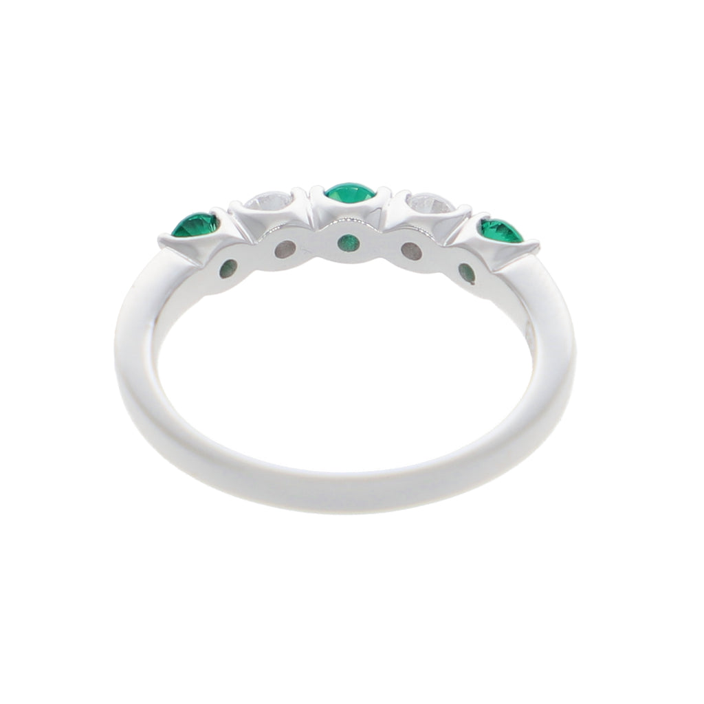 Anillo Oro Blanco y Circones Medio Cintillo AN-13711