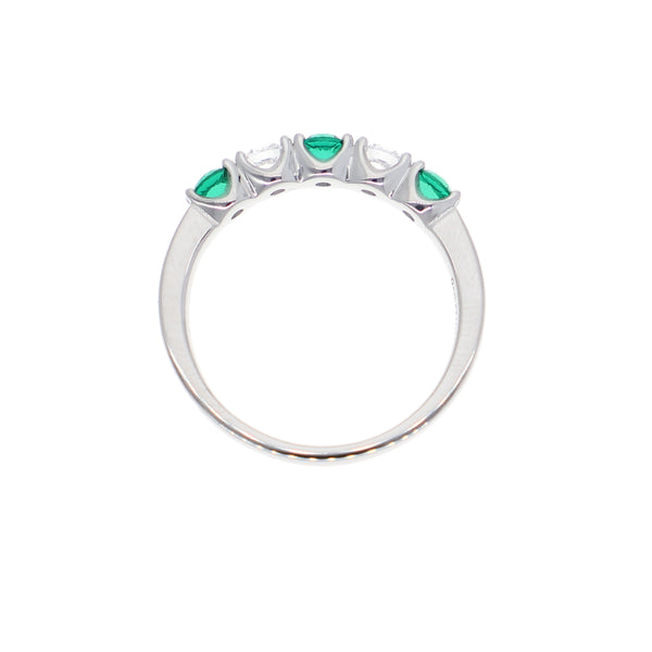 Anillo Oro Blanco y Circones Medio Cintillo AN-13711