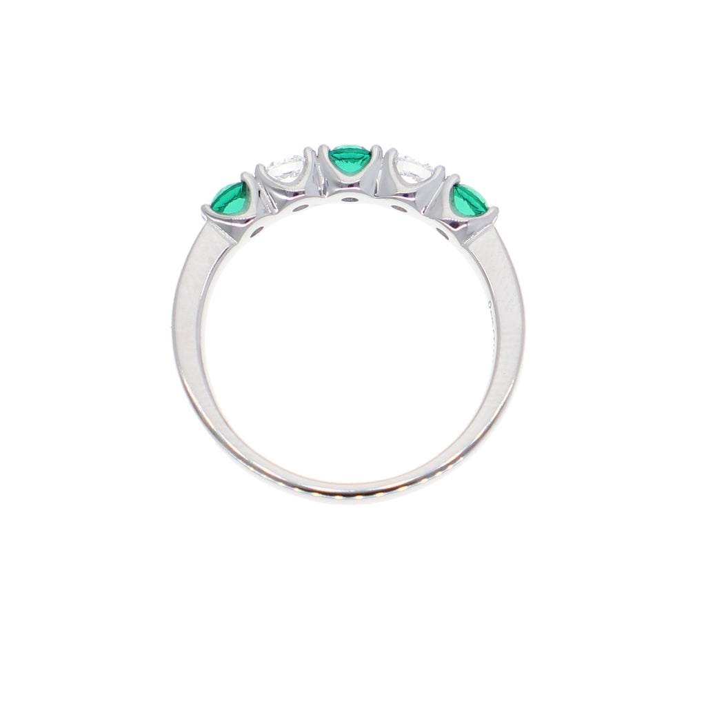 Anillo Oro Blanco y Circones Medio Cintillo AN-13711