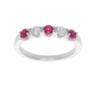 Anillo Oro Blanco y Circones Medio Cintillo AN-13712