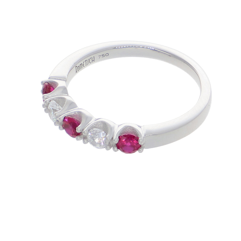 Anillo Oro Blanco y Circones Medio Cintillo AN-13712