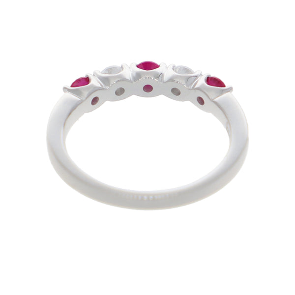 Anillo Oro Blanco y Circones Medio Cintillo AN-13712