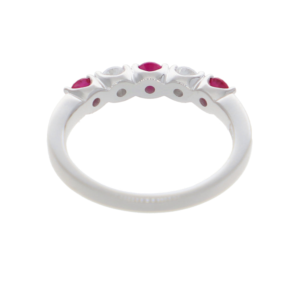 Anillo Oro Blanco y Circones Medio Cintillo AN-13712