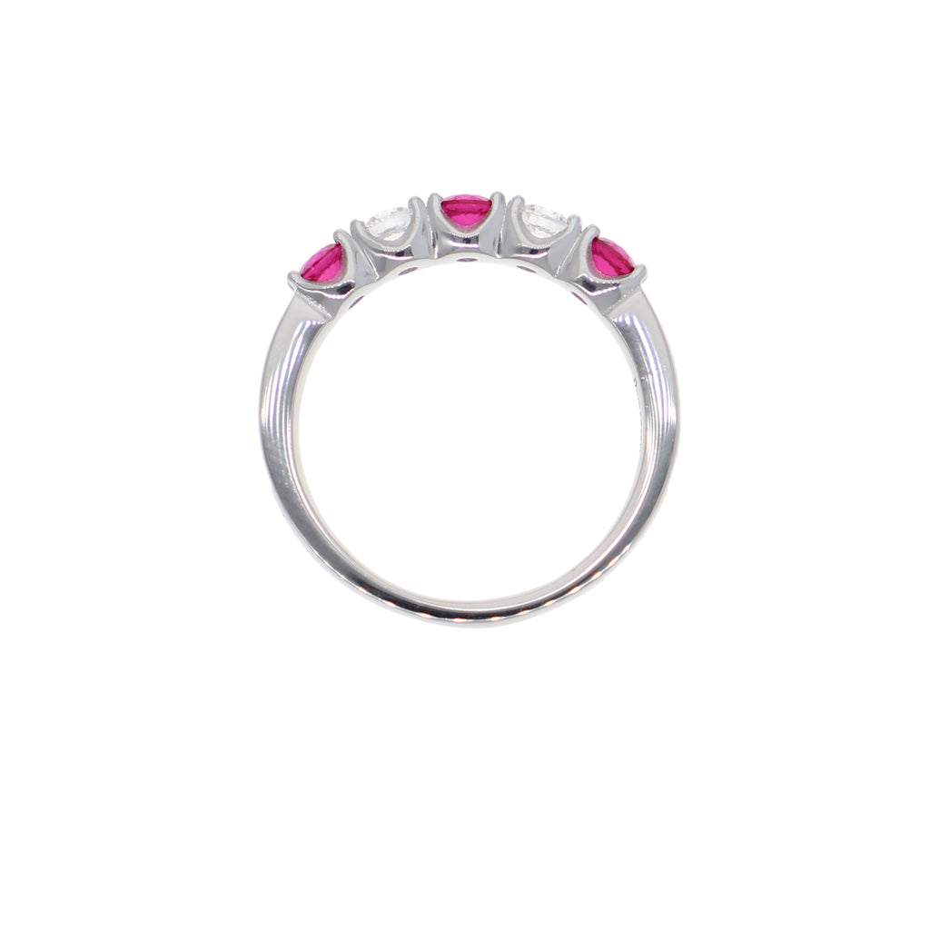 Anillo Oro Blanco y Circones Medio Cintillo AN-13712