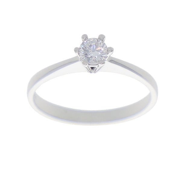 Anillo Oro Blanco y Circón Solitario AN-13713