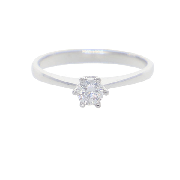 Anillo Oro Blanco y Circón Solitario AN-13713
