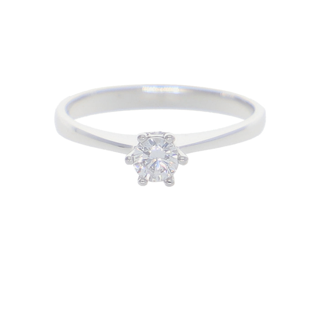 Anillo Oro Blanco y Circón Solitario AN-13713