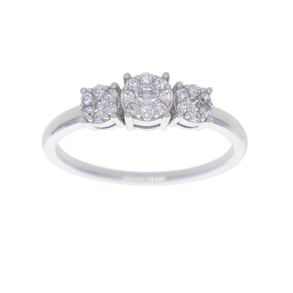 Anillo Oro Blanco y Circones Tricillo AN-14417