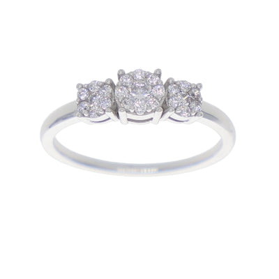 Anillo Oro Blanco y Circones Tricillo AN-14417