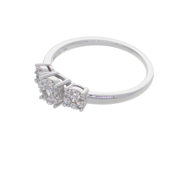 Anillo Oro Blanco y Circones Tricillo AN-14417