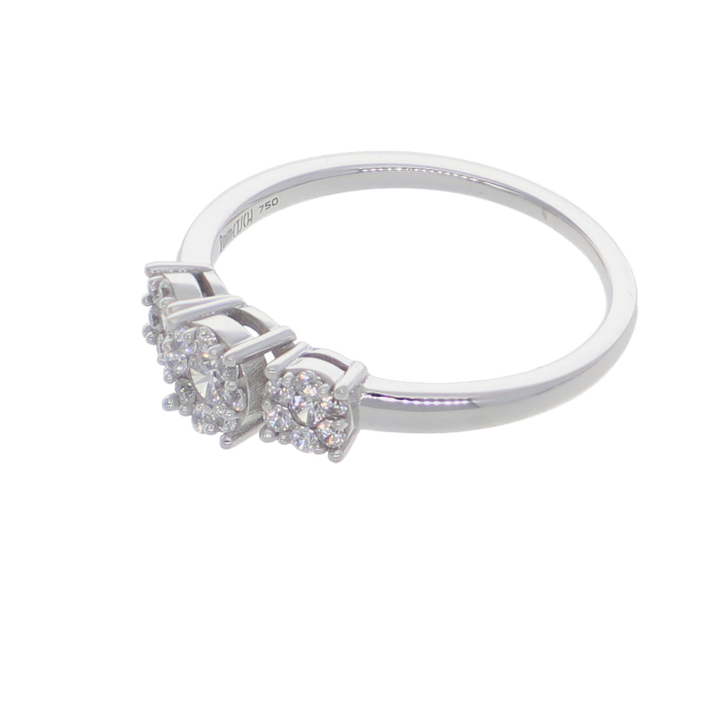 Anillo Oro Blanco y Circones Tricillo AN-14417