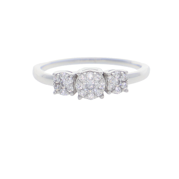 Anillo Oro Blanco y Circones Tricillo AN-14417