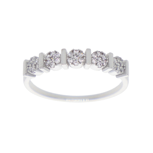 Anillo Oro Blanco y Circones Medio Cintillo AN-13716