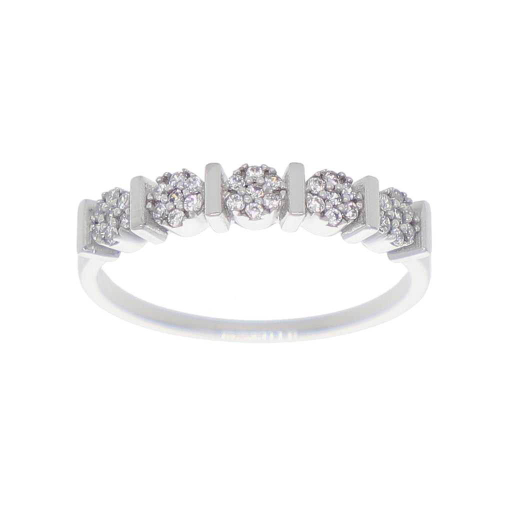 Anillo Oro Blanco y Circones Medio Cintillo AN-13716