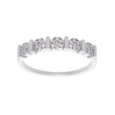 Anillo Oro Blanco y Circones Medio Cintillo AN-13716