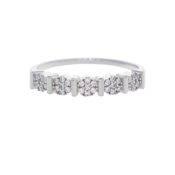 Anillo Oro Blanco y Circones Medio Cintillo AN-13716