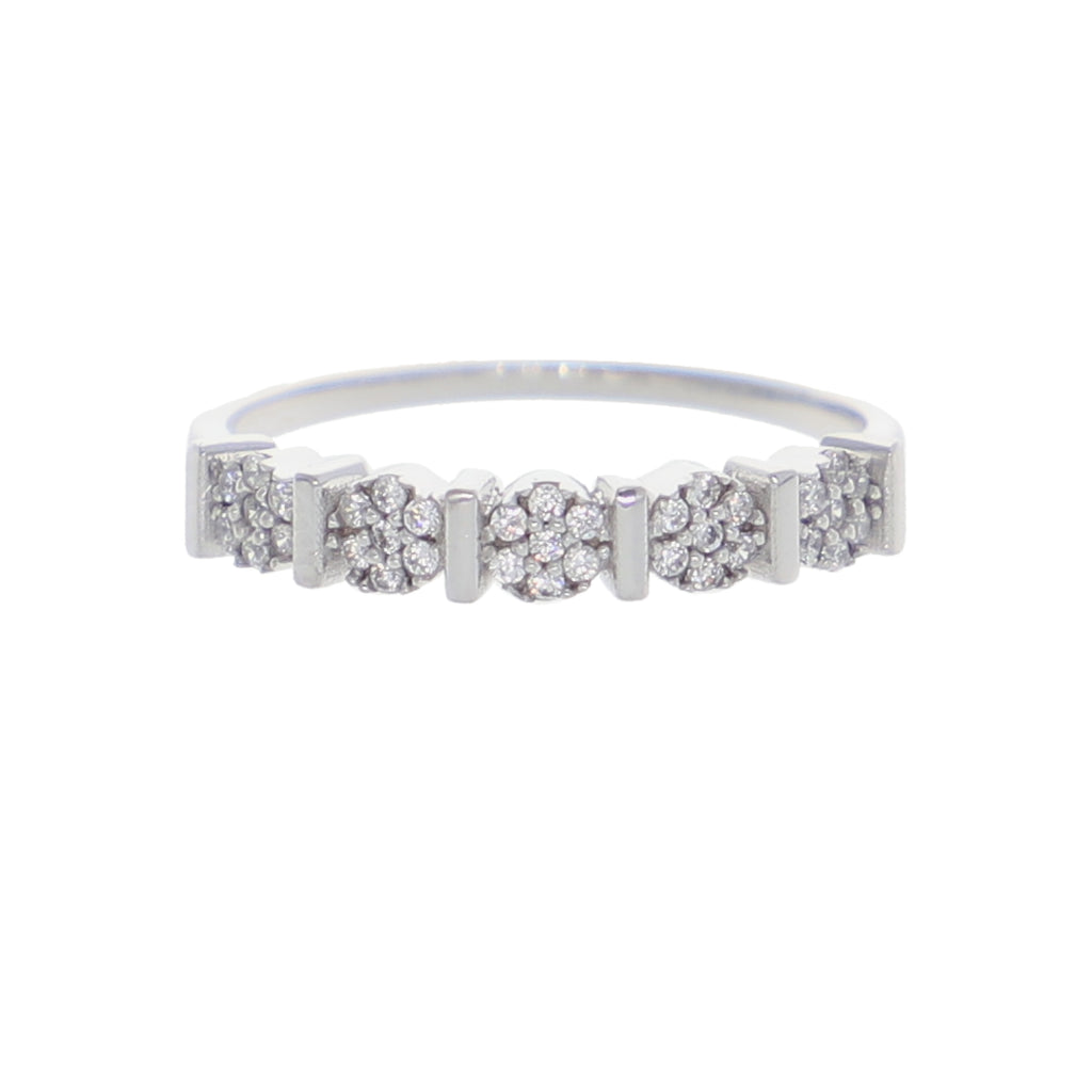 Anillo Oro Blanco y Circones Medio Cintillo AN-13716