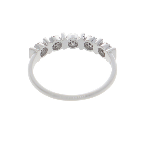 Anillo Oro Blanco y Circones Medio Cintillo AN-13716