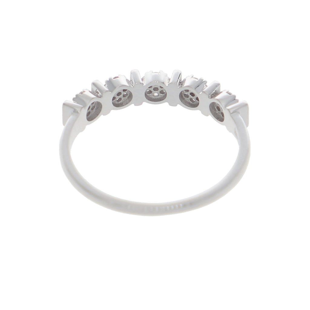 Anillo Oro Blanco y Circones Medio Cintillo AN-13716