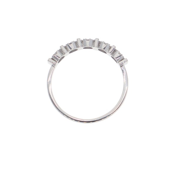 Anillo Oro Blanco y Circones Medio Cintillo AN-13716