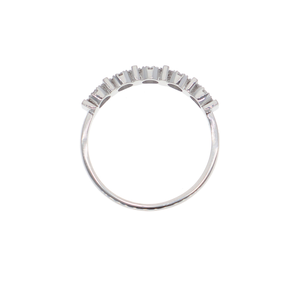 Anillo Oro Blanco y Circones Medio Cintillo AN-13716