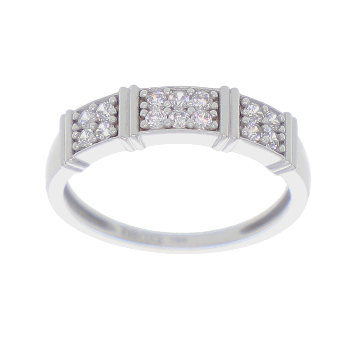Anillo Oro Blanco y Circones Medio Cintillo AN-13717