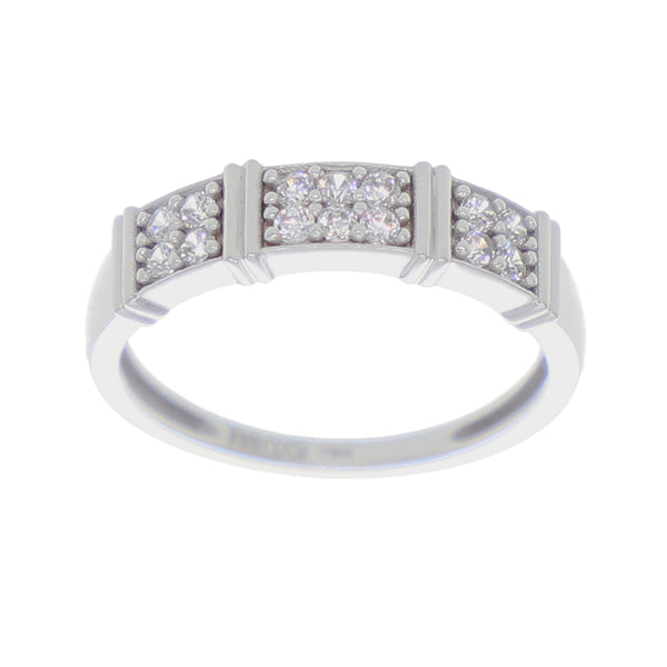 Anillo Oro Blanco y Circones Medio Cintillo AN-13717