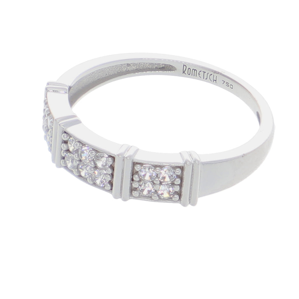 Anillo Oro Blanco y Circones Medio Cintillo AN-13717