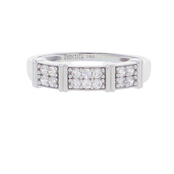 Anillo Oro Blanco y Circones Medio Cintillo AN-13717