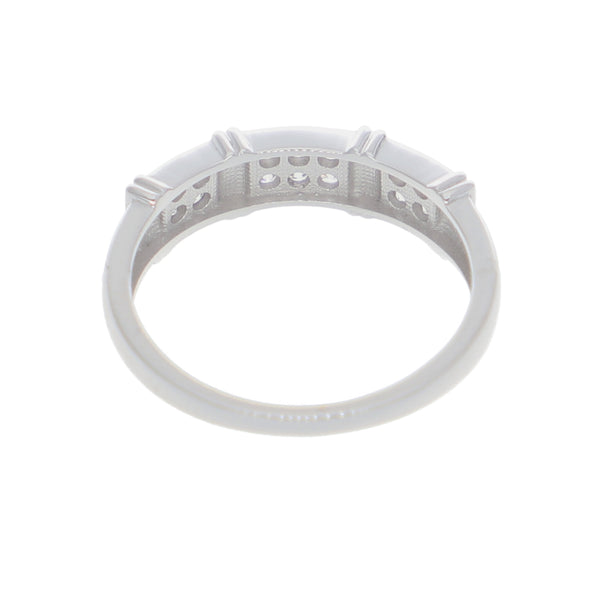 Anillo Oro Blanco y Circones Medio Cintillo AN-13717