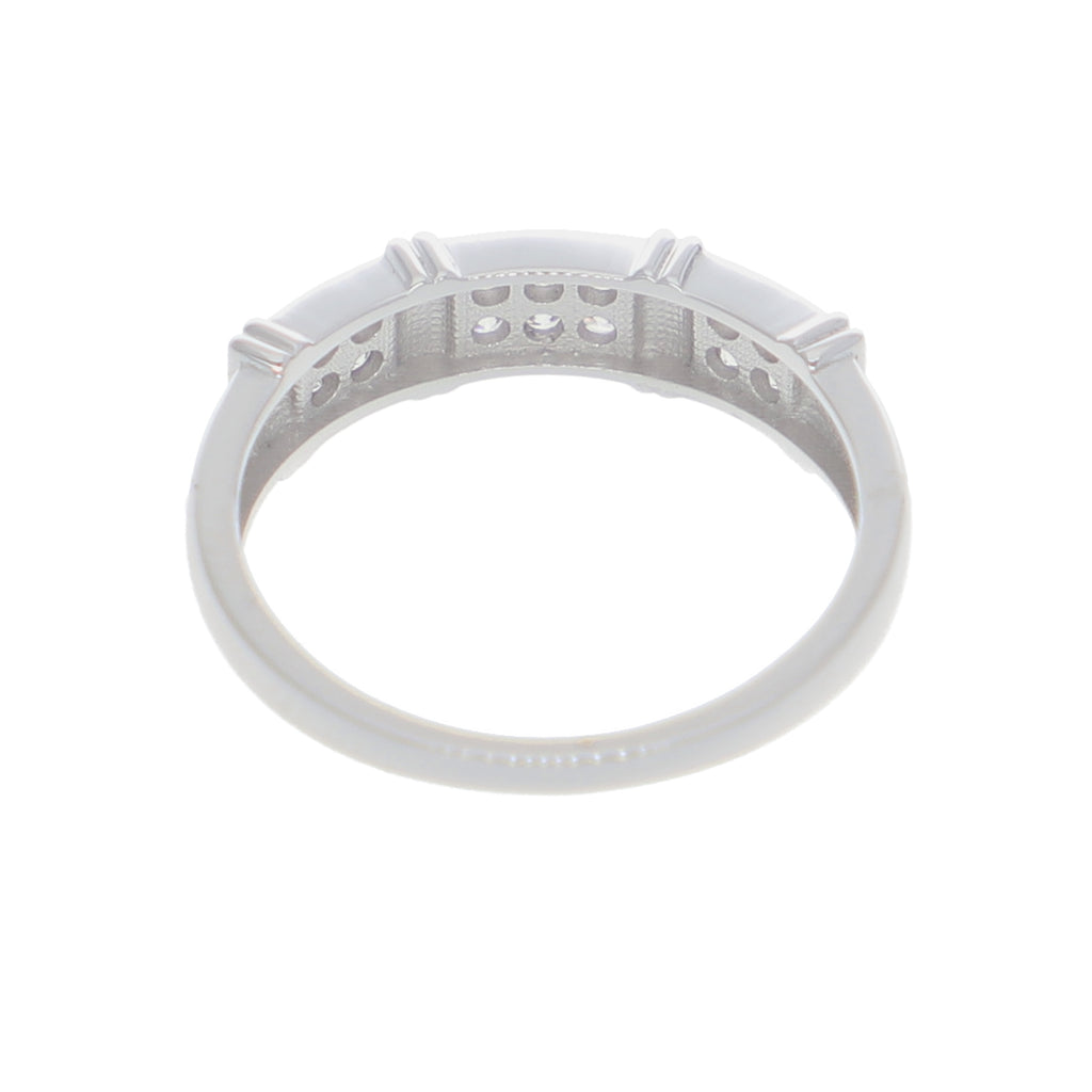 Anillo Oro Blanco y Circones Medio Cintillo AN-13717