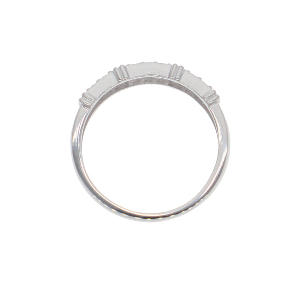 Anillo Oro Blanco y Circones Medio Cintillo AN-13717