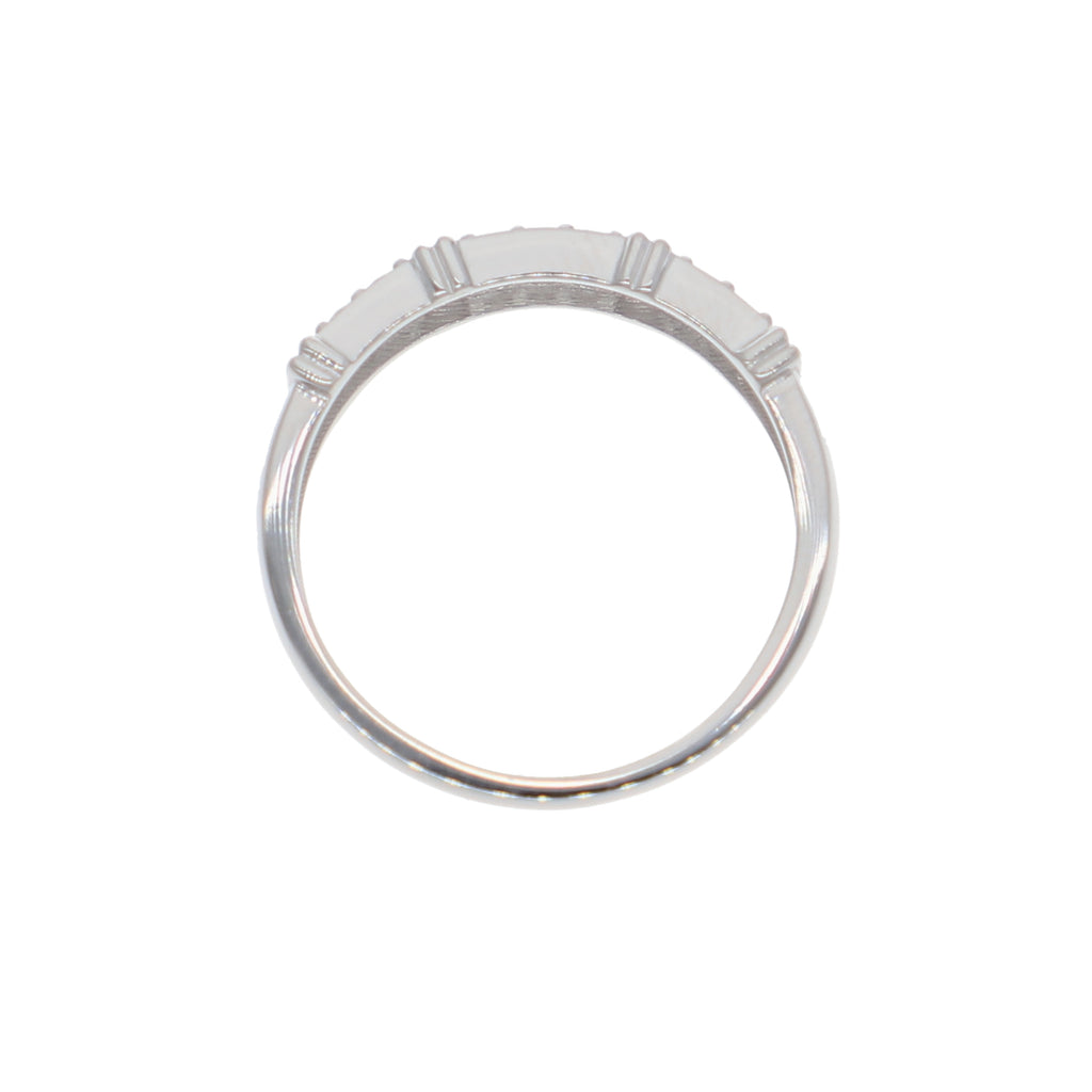 Anillo Oro Blanco y Circones Medio Cintillo AN-13717