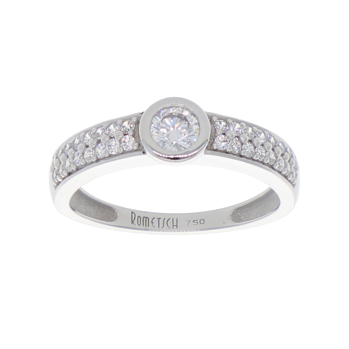 Anillo Oro Blanco y Circones Medio Cintillo AN-14418