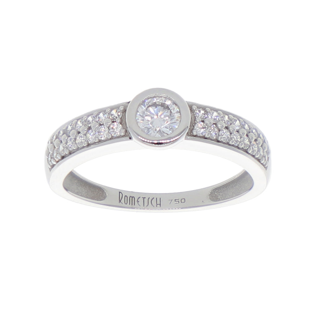 Anillo Oro Blanco y Circones Medio Cintillo AN-14418