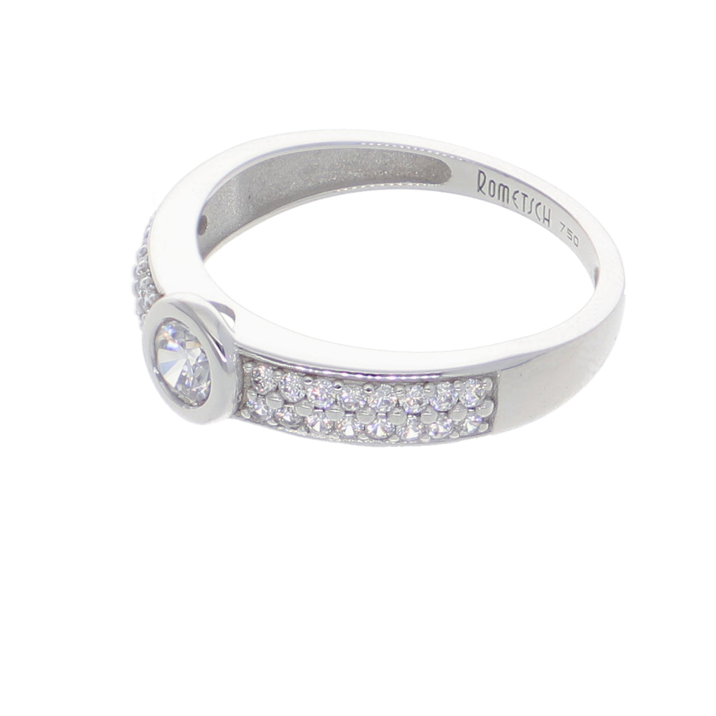 Anillo Oro Blanco y Circones Medio Cintillo AN-14418