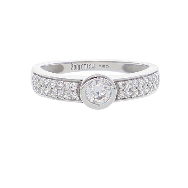 Anillo Oro Blanco y Circones Medio Cintillo AN-14418
