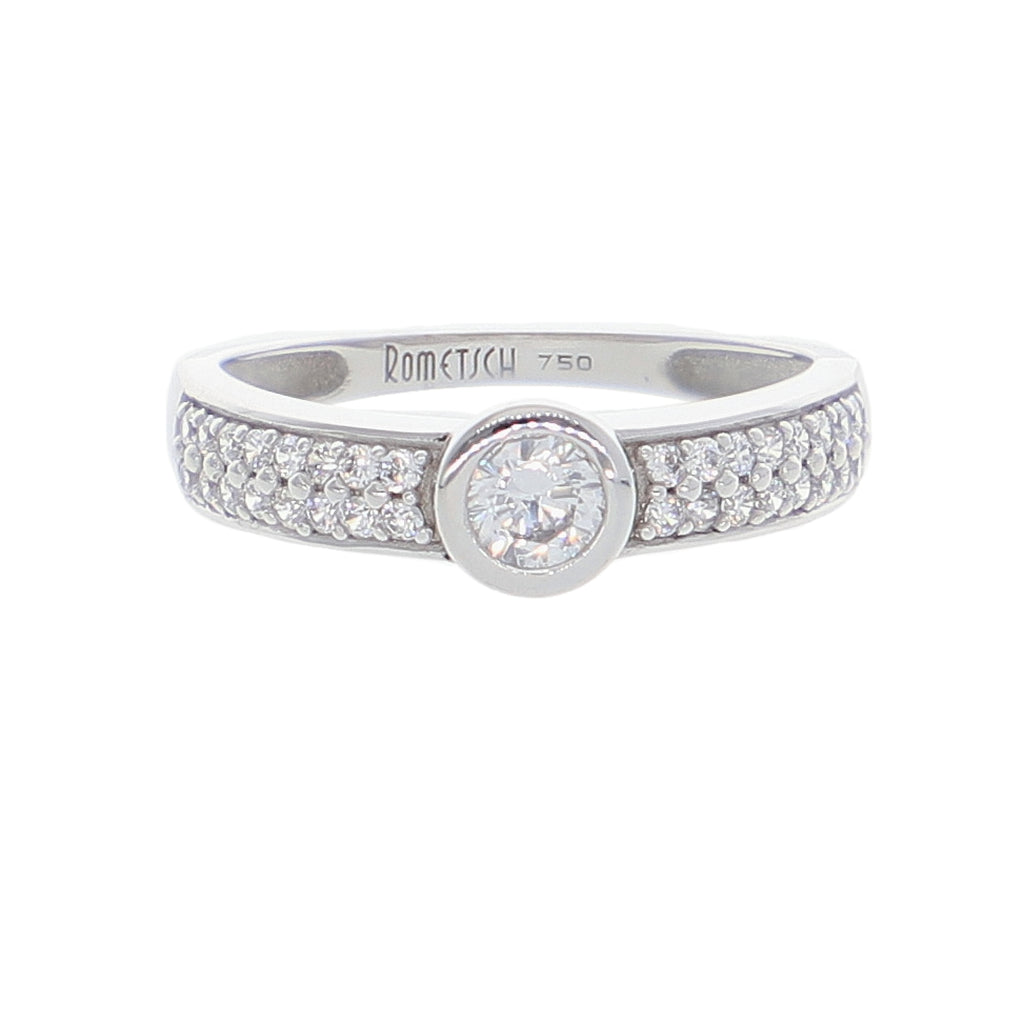 Anillo Oro Blanco y Circones Medio Cintillo AN-14418